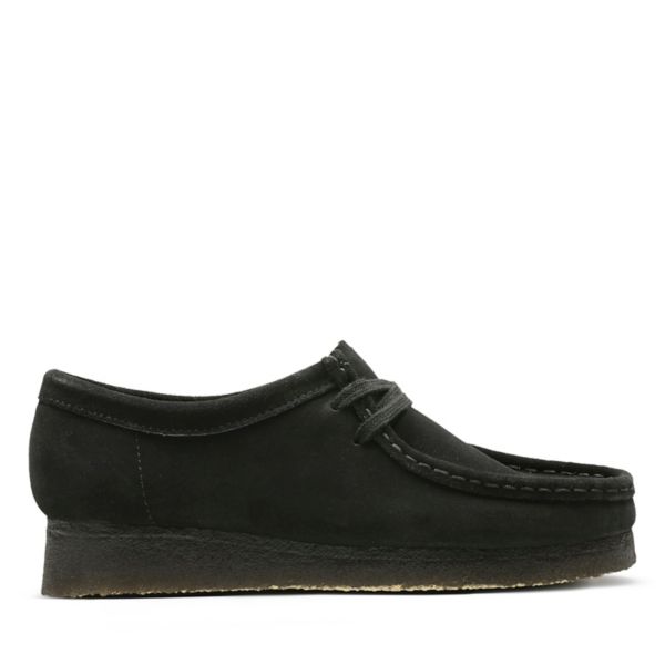 Clarks Womens Wallabee Flat Shoes Black | USA-8127635